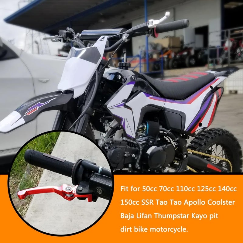 HOLATO Folding Clutch Brake Lever for 50cc 70cc 110cc 125cc 140cc 150cc Apollo RFZ125 DB007 DBX15 X18 X19 Tao Tao DB17 DB27 Coolster M125 SSR Thumpstar Chinese Pit Dirt Bike Motorcycle Red - Image 3